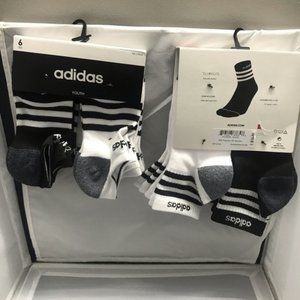 ADIDAS YOUTH 12 PAIRS OF SOCKS New & Authentic